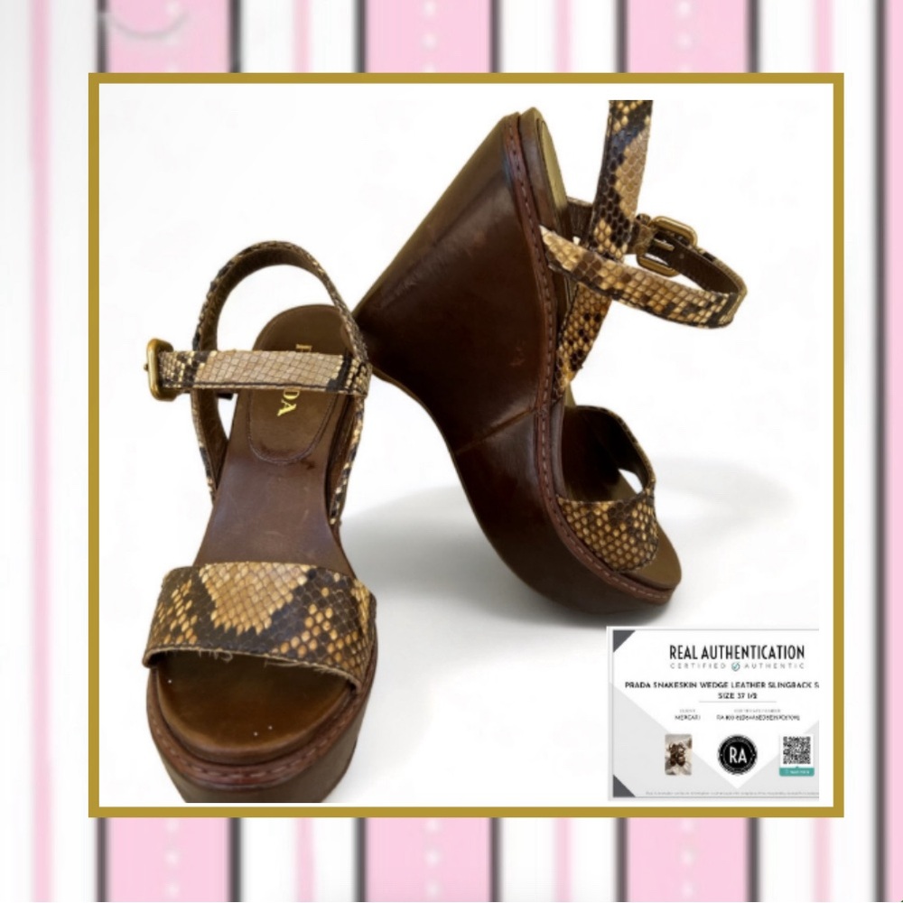 PRADA Snakeskin Wedge Leather Slingback heels ✨AUTHENTICATED✨